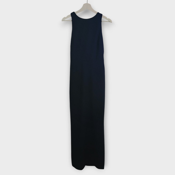 Anthropologie BHLDN Gown Women 8 Blue London Crepe Tie Back Slit Glam Maxi Dress - Picture 1 of 15